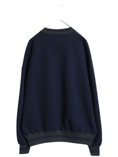 90s USA製 ラッセル 無地 スウェット メンズ XXL / 古着 オールド ブランク トレーナー 前V モックネック 裏起毛 大きいサイズ 紺 シンプル
