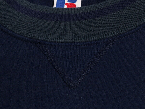 90s USA製 ラッセル 無地 スウェット メンズ XXL / 古着 オールド ブランク トレーナー 前V モックネック 裏起毛 大きいサイズ 紺 シンプル