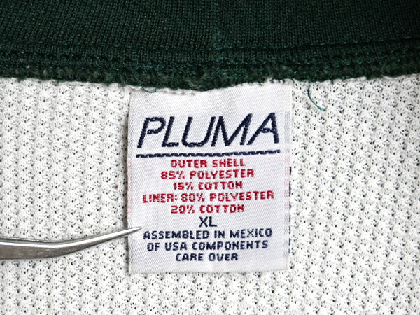 90s PLUMA 裏 サーマル フルジップ スウェット フード パーカー メンズ XL オールド トレーナー ヘビーウェイト 大きいサイズ 無地 厚手 緑