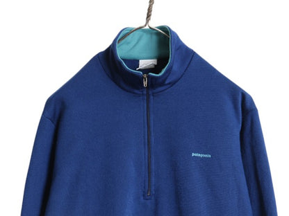 90s USA製 パタゴニア キャプリーン ハーフジップ 長袖 Tシャツ メンズ M / 93年製 オールド アウトドア 裏 フリース ストレッチ ロンT 青