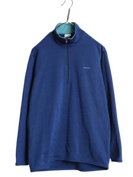 90s USA製 パタゴニア キャプリーン ハーフジップ 長袖 Tシャツ メンズ M / 93年製 オールド アウトドア 裏 フリース ストレッチ ロンT 青