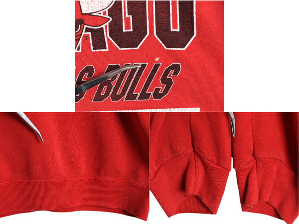 90s USA製 NBA オフィシャル シカゴ ブルズ プリント スウェット メンズ XL オールド 裏起毛 トレーナー バスケ キャラクター 大きいサイズ