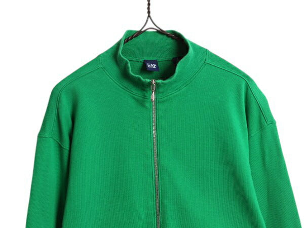90s 00s オールド ギャップ フルジップ トラック ジャケット レディース S ハイネック ストレッチ ジャージ トップス 薄手 無地 ショート丈
