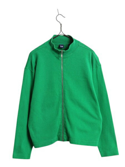 90s 00s オールド ギャップ フルジップ トラック ジャケット レディース S ハイネック ストレッチ ジャージ トップス 薄手 無地 ショート丈