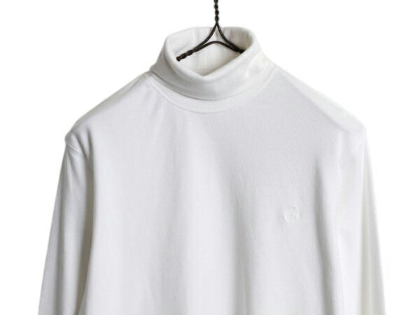 90s ブルックスブラザーズ タートルネック 長袖 Tシャツ メンズ M オールド コットン スムース ワンポイント ロゴ刺繍 ロンT カットソー 白