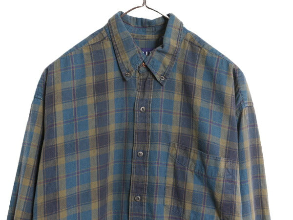 90s OLD GAP チェック 長袖 ボタンダウン シャツ メンズ M 古着 90年代 オールド ギャップ コットン 長袖シャツ ポケット付き マルチカラー