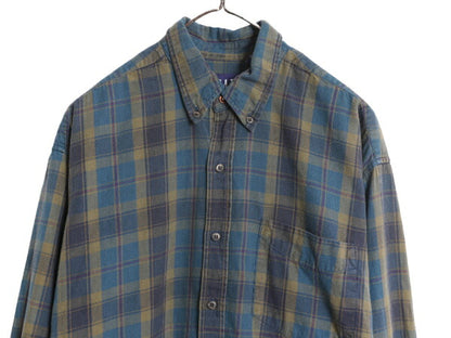 90s OLD GAP チェック 長袖 ボタンダウン シャツ メンズ M 古着 90年代 オールド ギャップ コットン 長袖シャツ ポケット付き マルチカラー