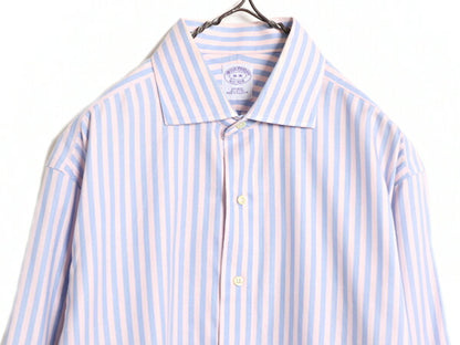 90s ブルックスブラザーズ ストライプ 長袖 シャツ メンズ L オールド Brooks Brothers ワイシャツ ノーアイロン コットン ビジネス ドレス