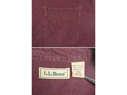 90s エルエルビーン コーデユロイ 長袖 ボタンダウン シャツ メンズ L / 90年代 オールド LLBEAN アウトドア 長袖シャツ ポケット付き 無地
