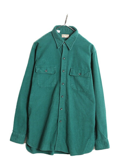 80s エルエルビーン コットン シャモア クロス シャツ メンズ L 程/ 80年代 ヴィンテージ LLBEAN ネルシャツ フランネル 長袖シャツ 旧タグ