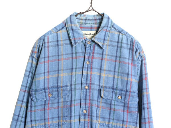 90s エディーバウアー チェック 長袖 シャツ メンズ M / 古着 90年代 オールド Eddie Bauer アウトドア 長袖シャツ マルチカラー コットン