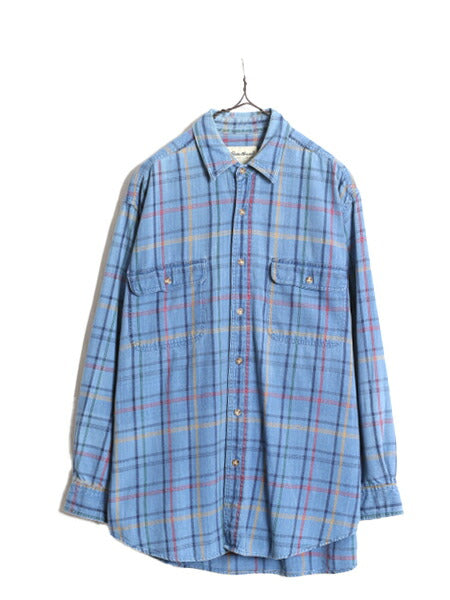 90s エディーバウアー チェック 長袖 シャツ メンズ M / 古着 90年代 オールド Eddie Bauer アウトドア 長袖シャツ マルチカラー コットン