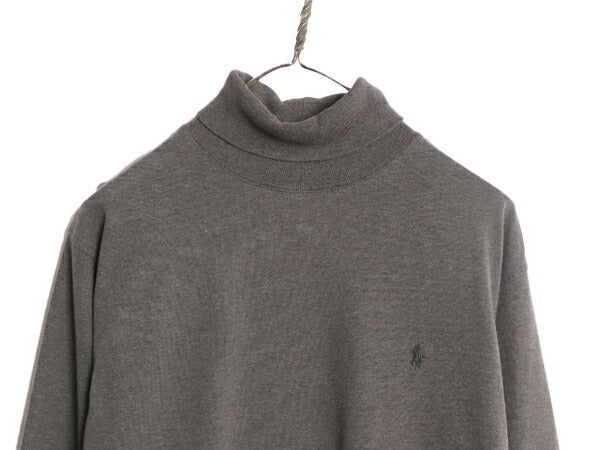 90s ポロ ラルフローレン タートルネック 長袖 Tシャツ メンズ M / 古着 90年代 オールド ロンT スムース素材 ヘビーウェイト ワンポイント