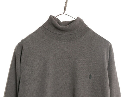 90s ポロ ラルフローレン タートルネック 長袖 Tシャツ メンズ M / 古着 90年代 オールド ロンT スムース素材 ヘビーウェイト ワンポイント