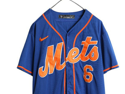 MLB オフィシャル ナイキ メッツ ベースボール シャツ メンズ L ゲームシャツ ユニフォーム スウッシュ ジャージ 半袖シャツ 野球 大リーグ