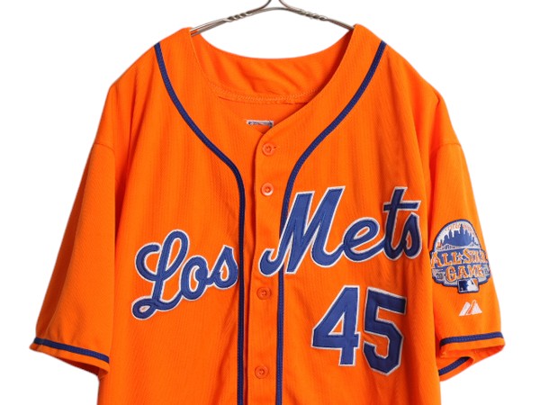 MLB オフィシャル マジェスティック メッツ ベースボール シャツ メンズ XL 程/ ゲームシャツ ジャージ 半袖シャツ ユニフォーム 大リーグ