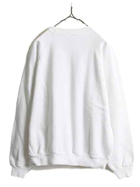 90s USA製 オールド ■ ヒマワリ アート 大判 プリント スウェット トレーナー ( XL メンズ レディース L 程) 90年代 イラスト フラワー 白