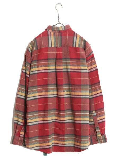 90s オービス ネイティブ ボーダー ヘビー フランネル シャツ メンズ L / 90年代 オールド ORVIS 長袖シャツ ネルシャツ ポケット付き 厚手
