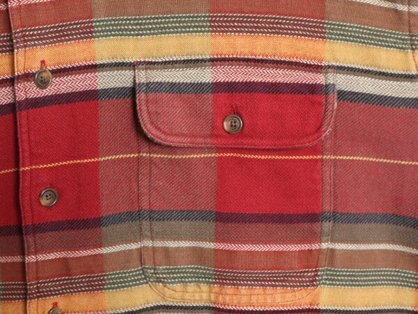 90s オービス ネイティブ ボーダー ヘビー フランネル シャツ メンズ L / 90年代 オールド ORVIS 長袖シャツ ネルシャツ ポケット付き 厚手