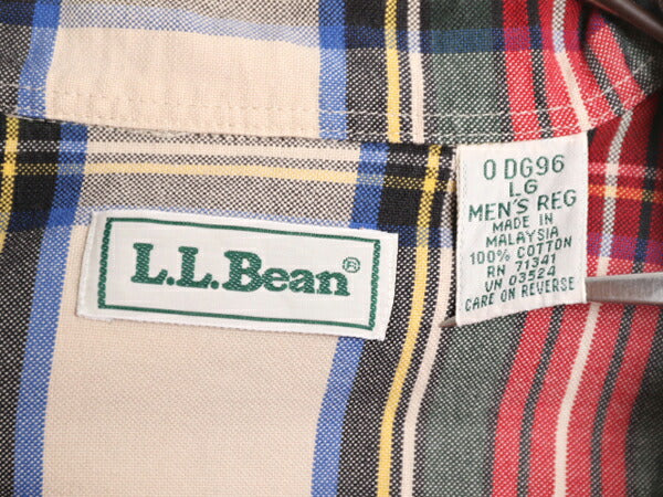 90s エルエルビーン オックスフォード 長袖 ボタンダウン シャツ メンズ L 古着 90年代 オールド LLBean 長袖シャツ チェック マルチカラー