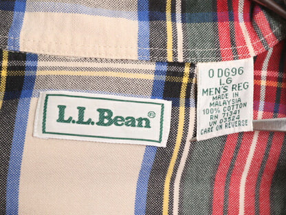 90s エルエルビーン オックスフォード 長袖 ボタンダウン シャツ メンズ L 古着 90年代 オールド LLBean 長袖シャツ チェック マルチカラー