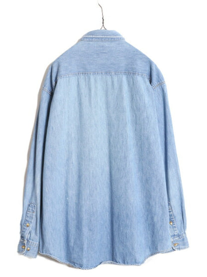 90s OLD GAP 長袖 デニム シャツ メンズ XL / 90年代 オールド ギャップ ヘビーウェイト コットン 長袖シャツ ワーク 大きいサイズ 紺タグ