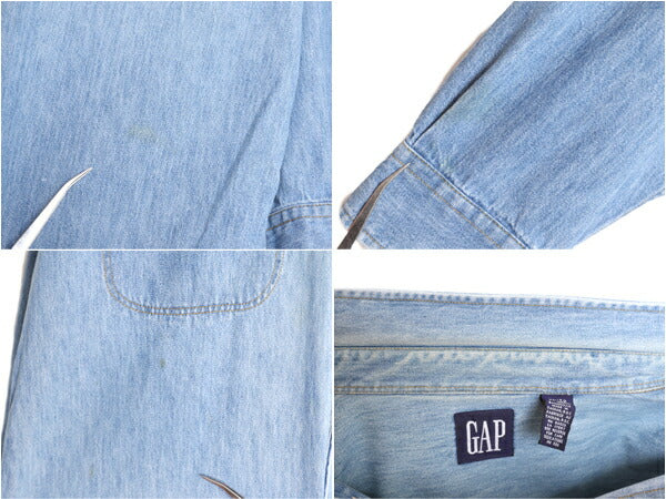 90s OLD GAP 長袖 デニム シャツ メンズ XL / 90年代 オールド ギャップ ヘビーウェイト コットン 長袖シャツ ワーク 大きいサイズ 紺タグ