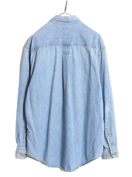 90s USA製 OLD GAP 長袖 ボタンダウン デニム シャツ メンズ L / 90年代 オールド ギャップ ヘビーウェイト コットン 長袖シャツ ワーク BD