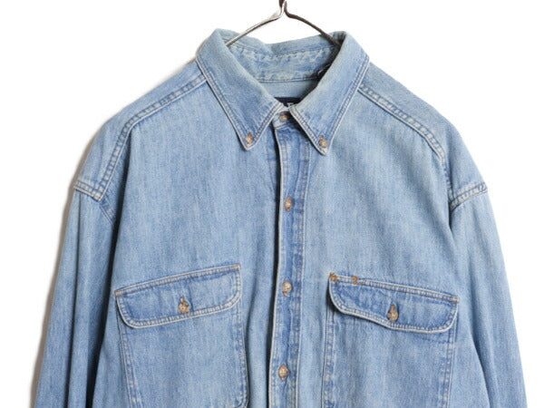 90s USA製 OLD GAP 長袖 ボタンダウン デニム シャツ メンズ L / 90年代 オールド ギャップ ヘビーウェイト コットン 長袖シャツ ワーク BD