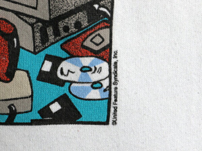 90s USA製 ジョーク イラスト プリント スウェット メンズ XXL / オールド トレーナー 裏起毛 アート キャラクター 当時物 大きいサイズ 白