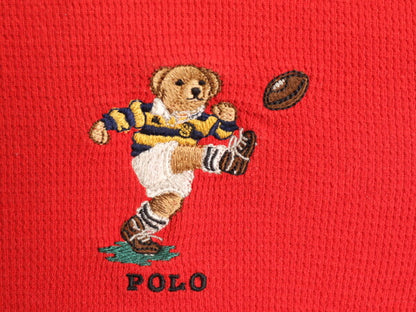 ポロベア ポロ ラルフローレン サーマル 長袖 Tシャツ メンズ S ロンT キャラクター ポロベアー 刺繍 ワッフル ワンポイント クルーネック