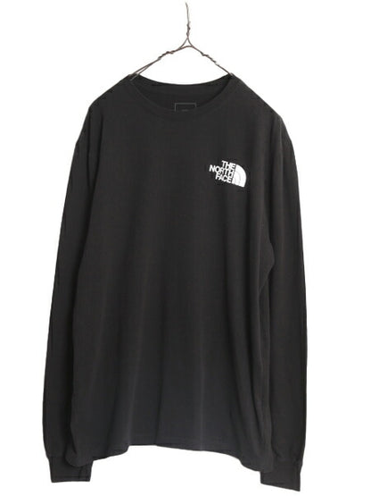 ノースフェイス 両面 プリント 長袖 Tシャツ メンズ L / The North Face アウトドア ロンT ボックスロゴ バックプリント クルーネック 黒