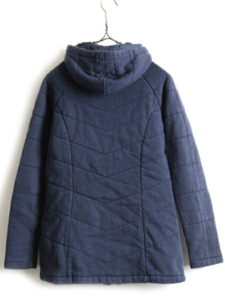 US企画 希少サイズ S ■ ノースフェイス 中綿 スウェット パーカー ジャケット ( レディース ) 古着 The North Face 日本未発売 紺 フード