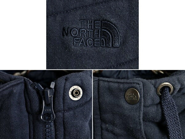 US企画 希少サイズ S ■ ノースフェイス 中綿 スウェット パーカー ジャケット ( レディース ) 古着 The North Face 日本未発売 紺 フード