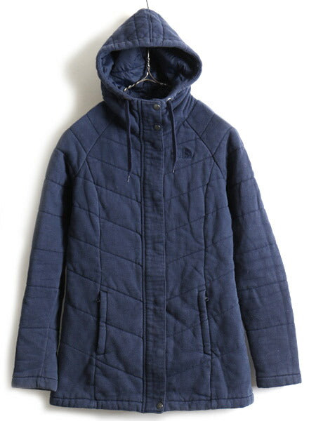 US企画 希少サイズ S ■ ノースフェイス 中綿 スウェット パーカー ジャケット ( レディース ) 古着 The North Face 日本未発売 紺 フード