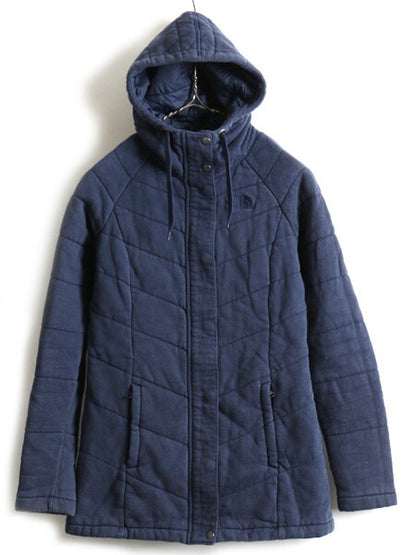US企画 希少サイズ S ■ ノースフェイス 中綿 スウェット パーカー ジャケット ( レディース ) 古着 The North Face 日本未発売 紺 フード