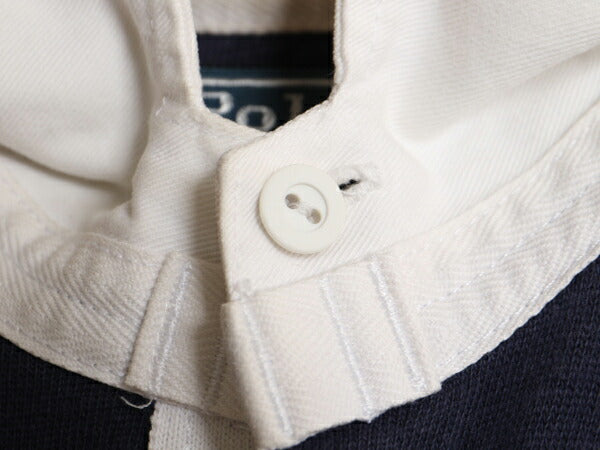 90s ポロ ラルフローレン ボーダー 長袖 ラガーシャツ メンズ M 90年代 オールド 長袖シャツ ラグビー マルチカラー ワンポイント ロゴ刺繍