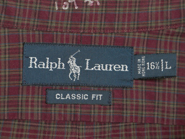 90s ラルフローレン チェック 長袖 ボタンダウン シャツ メンズ L / 90年代 オールド ポロ コットン ワンポイント 長袖シャツ マルチカラー