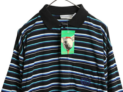 デッドストック 90s ジバンシー ボーダー 半袖 ポロシャツ メンズ L / 半袖シャツ ボックス スムース 素材 ポケット付き ワンポイント 刺繍