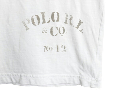 90s ポロ ラルフローレン 染込み プリント 半袖 リンガー Tシャツ メンズ L / 星条旗 ミリタリー ハンドステッチ ステンシル イーグル 白