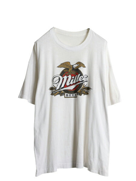 90s ミラー ビール プリント 半袖 Tシャツ メンズ XL 古着 オールド 企業物 当時物 イラスト グラフィック シングルステッチ 大きいサイズ