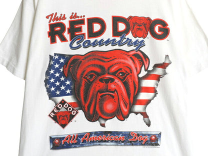 90s USA製 レッドドッグ キャラクター イラスト 両面 プリント Tシャツ メンズ L オールド アニマル シングルステッチ ビール 企業 当時物