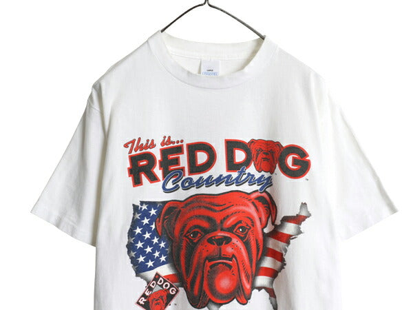 90s USA製 レッドドッグ キャラクター イラスト 両面 プリント Tシャツ メンズ L オールド アニマル シングルステッチ ビール 企業 当時物