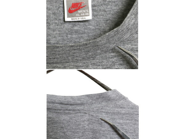 90s USA製 ナイキ プリント Tシャツ メンズ XL / オールド 初期 銀タグ テニス スウッシュ ロゴ  当時物 シングルステッチ 大きいサイズ 灰