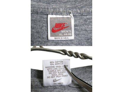 90s USA製 ナイキ プリント Tシャツ メンズ XL / オールド 初期 銀タグ テニス スウッシュ ロゴ  当時物 シングルステッチ 大きいサイズ 灰
