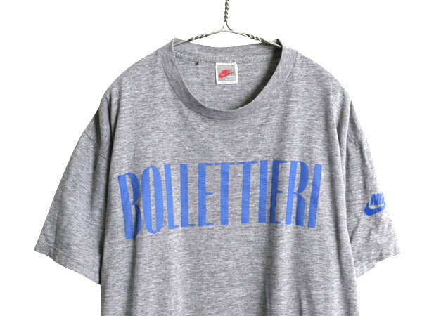 90s USA製 ナイキ プリント Tシャツ メンズ XL / オールド 初期 銀タグ テニス スウッシュ ロゴ  当時物 シングルステッチ 大きいサイズ 灰