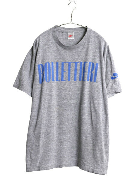 90s USA製 ナイキ プリント Tシャツ メンズ XL / オールド 初期 銀タグ テニス スウッシュ ロゴ  当時物 シングルステッチ 大きいサイズ 灰