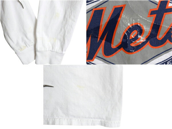 00s メッツ ロゴ プリント 長袖 Tシャツ メンズ M オールド MLB オフィシャル ナイキ センター スウッシュ ヘビーウェイト 大リーグ ロンT