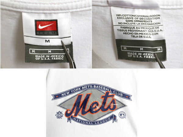 00s メッツ ロゴ プリント 長袖 Tシャツ メンズ M オールド MLB オフィシャル ナイキ センター スウッシュ ヘビーウェイト 大リーグ ロンT