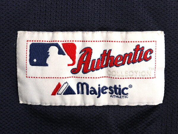 USA製 ブレーブス ベースボール シャツ メンズ M / 古着 MLB オフィシャル マジェスティック 大リーグ ユニフォーム ゲームシャツ メッシュ